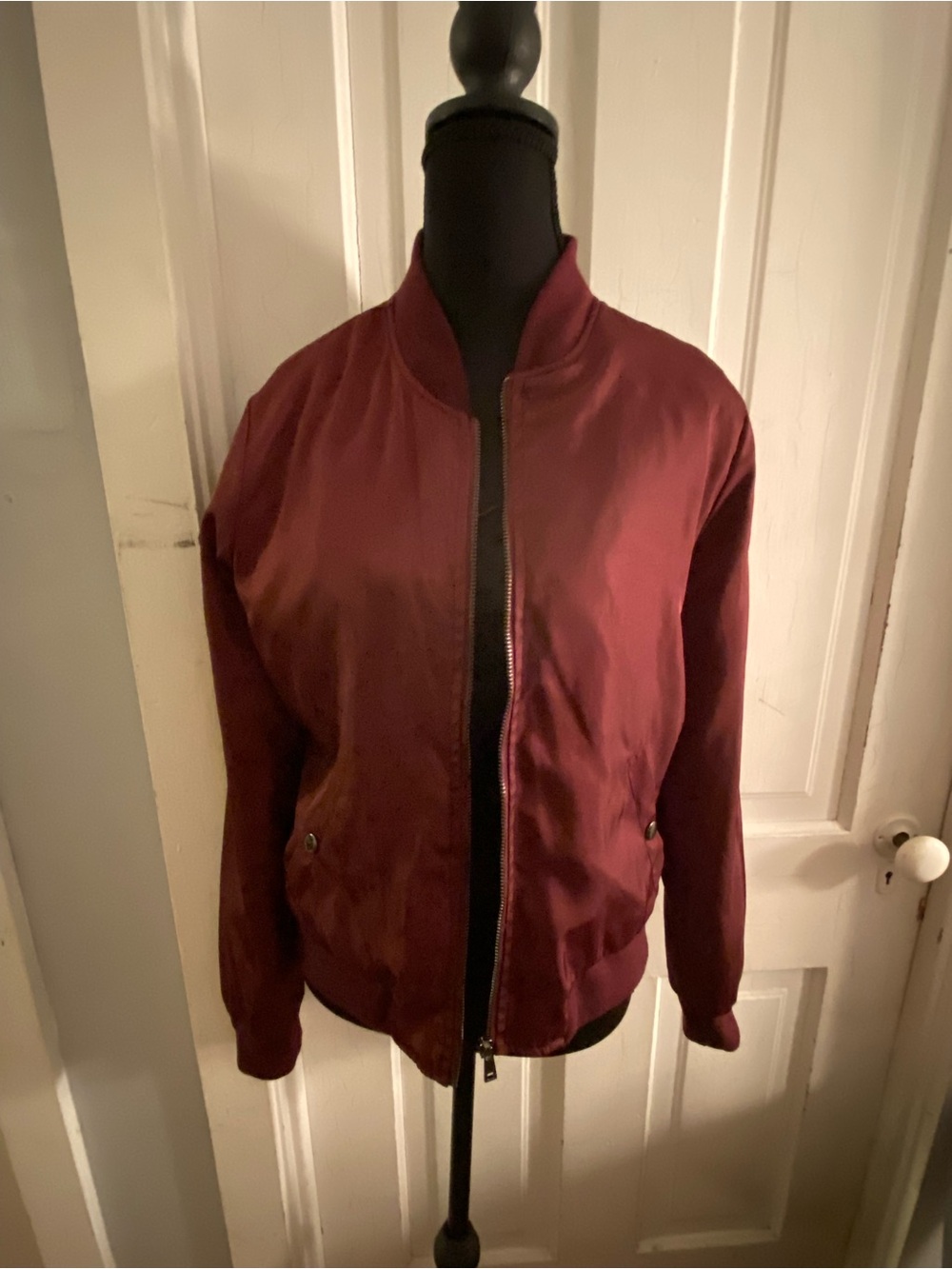 Charlotte Russe Wine Red Bomber Jacket
